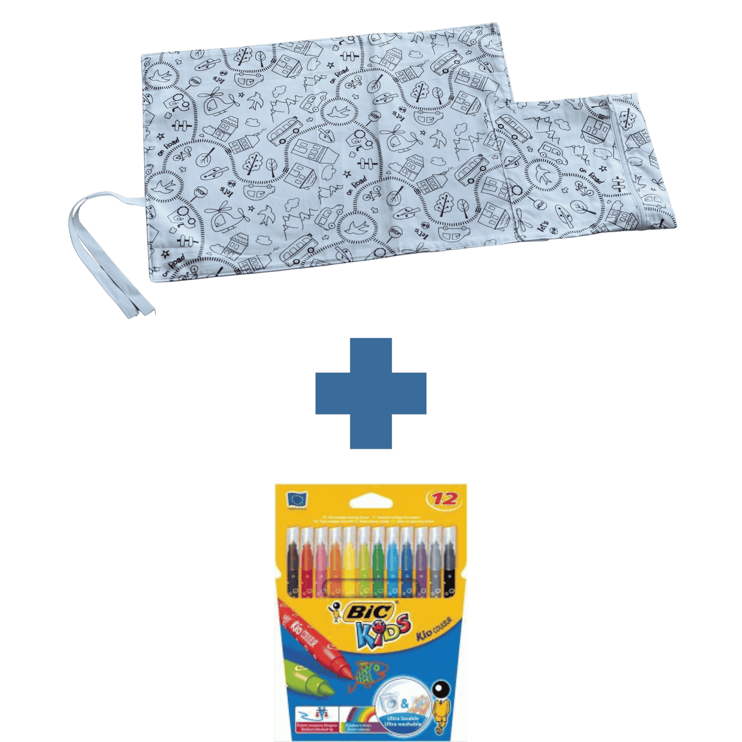 Carmakid Creativity Bundle: Follow the Path Washable Tablecloth & BIC Kids Markers