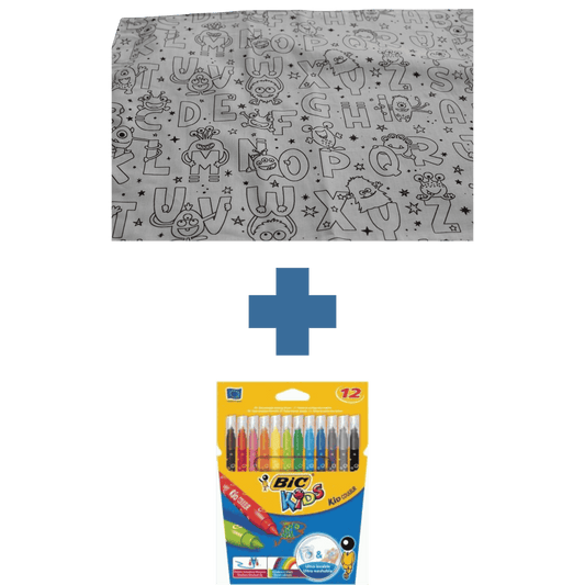 Carmakid Creativity Bundle: ABC Washable Tablecloth & BIC Kids Markers